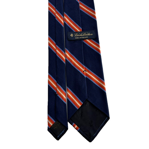 Brooks Brothers Makers & Merchants Men's Tie 59" Pure Silk Blue/ Red Rep Striped - Picture 2 of 9